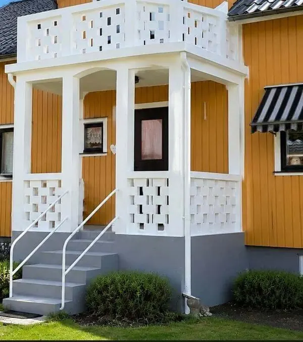 Veranda och balkongräcke i vitt – efter